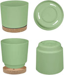 ZMTECH Plant Pots, Set of 6 6.5'' Self Watering Plastic Planter with Drainage Hole and Saucer,Modern Decorative Flower Pot for Indoor Outdoor House Plants, Succulents, Flowers - Green by GreenHaven Gardens