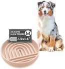 The Slowdown Bowl Silicone Slow Feeder for Dogs & Puppies, Slow Eating, Modern Lick Mat Design, Reduces Gulping, Fits 2 Cups 7.5” Across x 1.5” Tall, Mealtime Challenge, Medium-Sand by CozyNest Decor