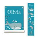 Personalized Canvas Growth Chart for Kids, Height Chart for Kids, Growth Chart Banner with Name (Sea Animal) by TinyTreasures Baby Boutique