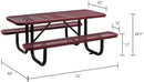 Global Industrial 6’L Rectangular Picnic Table, Expanded Metal, Red Thermoplastic Coating, Attached Benches, 1-1/2” Umbrella Pole Hole, Outdoor-Rated, 1000 lb Capacity, 72” x 30” Tabletop by GreenHaven Gardens