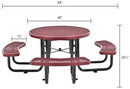 Global Industrial 46" Round Picnic Table, Expanded Metal, Red Thermoplastic Coating, Attached Benches, 1-1/2” Umbrella Pole Hole, Outdoor-Rated, 1000 lb Capacity by GreenHaven Gardens