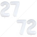 GOER Number 27 Balloons for 27th Birthday Party Decorations,42 Inch Jumbo Foil Helium 72 Balloons for 72nd Birthday Party Decoration (White) by TinyTreasures Baby Boutique