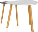 BAMEOS Bamboo Nesting Triangle End Table,Set of 2 Coffee Table Modern Minimalist Side Table for Living Room, Balcony in White & Grey by CozyNest Decor