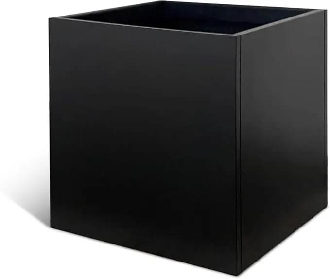 Galvanized Steel Black Planter Box Square 27.6 in Metal Large Planter Box Outdoor Indoor Huge Cube Heavy Duty Flower Pot Modern Commercial Residential for Patio, Deck, Yard, Garden