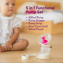 NatureBond Silicone Breast Pump with lid, Stopper, Strap, Pouch. Breastfeeding Essential Premium All in 1 Set. 3.4oz 100ml (Premium All-in-ONE) by TinyTreasures Baby Boutique