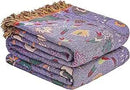 Boho Throw Blanket for Bed,100% Ultra Cotton Soft Breathable Bed Throw Floral Printed Farmhouse Decor Rustic Bed Throws for Couch Sofa Quilt Purple Flowers 60" x 80" by CozyNest Decor