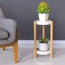 Bamboo Plant Stands Indoor, 2 Tier Steel Tray Tall Corner Plant Stand Holder & Plant Display Rack for Outdoor Garden Indoor Home (2 Tier) by GreenHaven Gardens