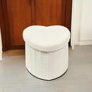 B FSOBEIIALEO Storage Ottoman Cube, Heart Shaped Ottomans with Storage Foot Stool Footrest for Lving Room, Boucle Ottoman Seat for Dorm Room,Faux Teddy Fur, Cream White 15"x15"x15" by CozyNest Decor