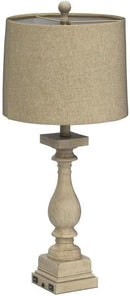 BOBOMOMO 27" Table Lamp with USB C+A Charging Ports Set of 2 Antique Nightstand Lamp for Bedroom Living Room Farmhouse Office Retro Rustic Resin Bedside Desk Lamps Washed White by CozyNest Decor