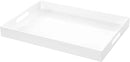 White Rectangular 14x20 Inches Acrylic Ottoman Tray Decorative Serving Tray with Cutout Handles Organizer Tray on Coffee Table Countertop Big Breakfast Bed Tray Living Room Appetizer Serving Food by CozyNest Decor