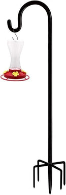Artibear Adjustable Outdoor Shepherd Hook Stand with 5 Prong Base, 92 Inches Tall 3/5 in Thick, Shiny Black (1 Packs) by GreenHaven Gardens