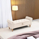 Furniliving 51” Storage Benches, End of Bed Bench with Button-Tufted Large Upholstered Storage Ottoman Linen Window Bench with Storage Shoe Cabinet Bench, for Bedroom, Entryway, Closet, Beige by CozyNest Decor