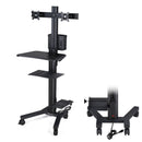 Yescom PC Computer Cart Workstation with Power Strip 2-Monitor