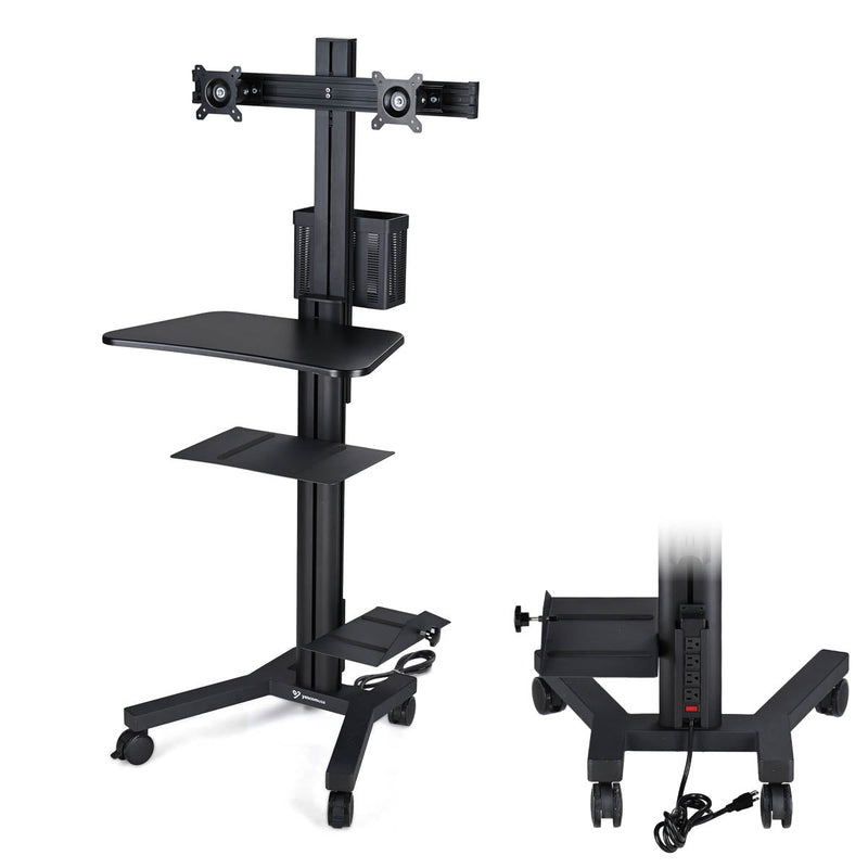 Yescom PC Computer Cart Workstation with Power Strip 2-Monitor