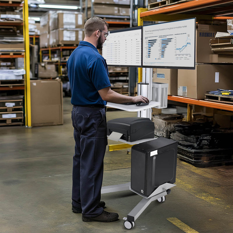 Yescom PC Computer Cart Workstation with Power Strip 2-Monitor