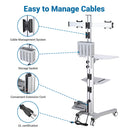 Yescom PC Computer Cart Workstation with Power Strip 2-Monitor