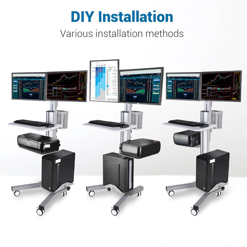 Yescom PC Computer Cart Workstation with Power Strip 2-Monitor