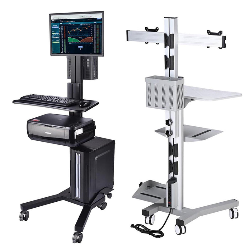 Yescom PC Computer Cart Workstation with Power Strip 2-Monitor