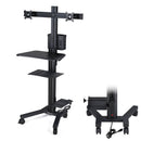 Yescom PC Computer Cart Workstation with Power Strip 2-Monitor