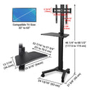 Yescom Mobile TV Stand with Mount for 32-65in Monitors Office Classroom