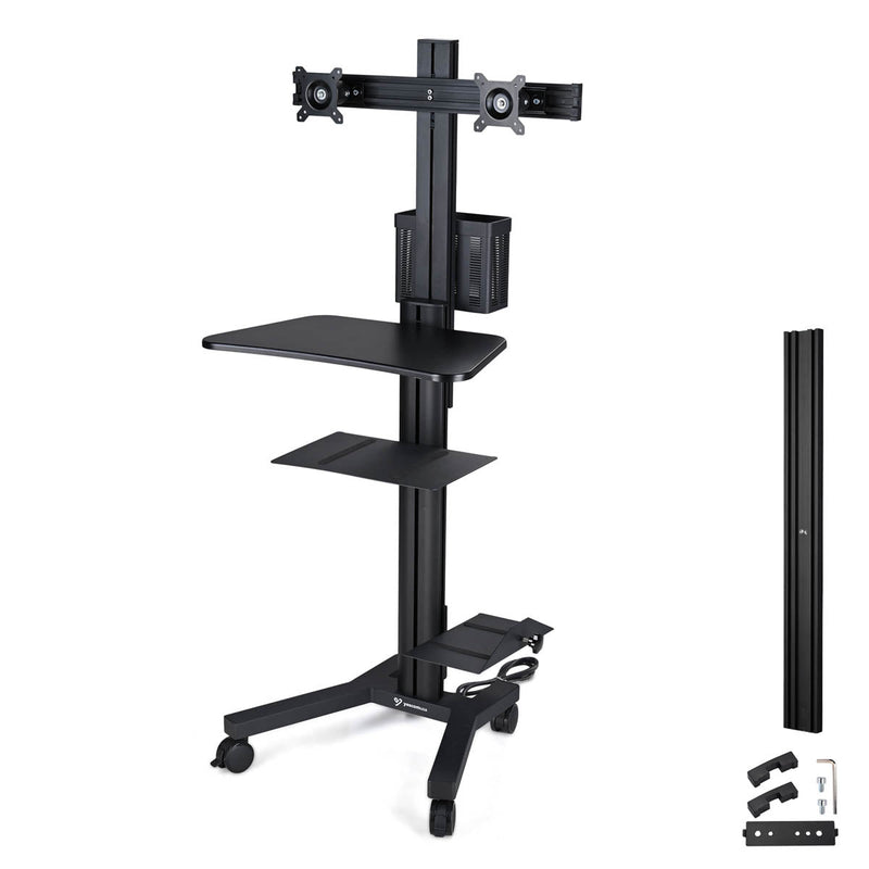 Yescom PC Computer Cart Workstation with Power Strip 2-Monitor