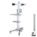 Yescom PC Computer Cart Workstation with Power Strip 2-Monitor