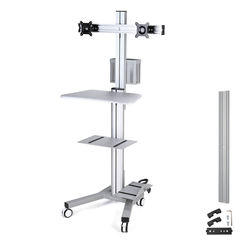 Yescom PC Computer Cart Workstation with Power Strip 2-Monitor