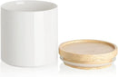 Sweejar Kitchen Canisters Ceramic Food Storage Jar, Stackable Containers with Airtight Seal Wooden Lid for Serving Coffee Bean, Flour, Tea, Spice and More - 39 Fl Oz (White) by CozyNest Decor