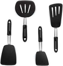 Set of 4 Silicone Spatula Utensils by Boxiki Kitchen. Professional Silicone and Stainless Steel Kitchen Spatula for Cooking, Pancakes, Eggs and Fish. by CozyNest Decor