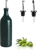 Sweejar Large Ceramic Oil Dispenser Bottle, Opaque Cruet Protects to Reduce Oxidation, Suitable for Storage of Oil, Vinegar, Soy Sauce & Other Liquids, Pack of 1, 24 Fl Oz (Jade) by CozyNest Decor