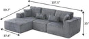 HYJT-H&K Modular Sectional Sofa Cloud Sectional Couch, 107" Comfy Fluffy L Shaped Dark Grey Couches for Living Room, Deep Seat Memory Foam Plush Corduroy Boneless Couch Sectionals Left Facing Chaise by CozyNest Decor