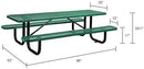 Global Industrial 8’L Rectangular Picnic Table, Expanded Metal, Green Thermoplastic Coating, Attached Benches, 1-1/2” Umbrella Pole Hole, Outdoor-Rated, 1000 lb Capacity, 96” x 30” Tabletop by GreenHaven Gardens