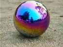 Nerien Gazing Ball, Stainless Steel Garden Mirror Globe, Polished Ornament Sphere, Hollow Floating Reflective Hemisphere, for Home Outdoor Pond Housewarming Swimming Pool Decoration, Rainbow, 5Pcs Mix by GreenHaven Gardens
