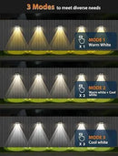 Solar Fence Lights ,Warm White & Cold White & Mixed Color 3 Modes Bright Lens LED Dusk to Dawn Deck Light, Fence Solar Lights Outdoor Waterproof,Solar Outdoor Lights for Backyard/Railing/Wall (4Pack) by GreenHaven Gardens