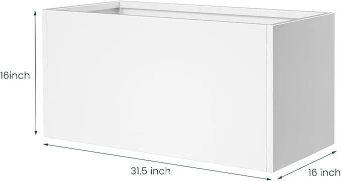 White Steel Planter Outdoor Indoor Planter Box Galvanized Steel Metal Large Planters Rectangular Flower Pot 31.5 In L x 16 In W x 16 In H Modern Commercial Residential for Trees Patio Deck Yard Garden, photo 7 of 8
