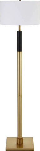 Henn&Hart Two-Tone Floor Lamp with Fabric Shade in Brass/Black/White, for Home, Living Room, Bedroom, Entertainment Room, Office, Kitchen, Dining by CozyNest Decor