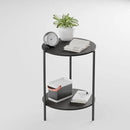 Side Table, Round End Table with 2-Layer Storage Rack, 15.7" Small Spaces Circle Table, Metal Frame Design Small Side Tables, for Living Room, Bedroom, Grey by CozyNest Decor