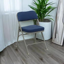 Flash Furniture Hercules Series Metal Folding Chairs with Cushioned Seat, Fabric Upholstered Event Chairs with 300-lb. Static Weight Capacity, Set of 2, Navy by GreenHaven Gardens
