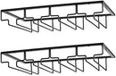 Wine Glass Rack - Under Cabinet Stemware Wine Glass Holder Glasses Storage Hanger 2 Pack Metal Organizer for Bar Kitchen 4 Rows Black by CozyNest Decor