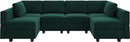 Belffin Modular Sectional Couch U Shaped Sofa with Storage Seat Reversible Sectional Sofa Couch with Chaise Velvet Green by CozyNest Decor