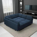 Belffin Modular Sectional Sofa with Ottomans Velvet Reversible Sleeper Sectional Sofa with Chaise Modular Sleeper Sofa Bed with Storage Seat Blue by CozyNest Decor