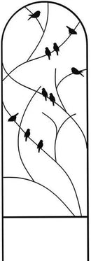Panacea Perching Birds Metal Trellises, Black, 72" H, Pack of 5 – Powder Coated Garden Trellis with Bird Accents – Arch Top Plant Supports for Climbing Plants, Outdoor Decorative Lattice by GreenHaven Gardens