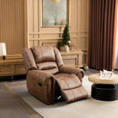 CANMOV Leather Recliner Chair, Classic Breathable Manual Recliner Chair with Comfortable Arm and Back Single Sofa for Living Room, Camel by CozyNest Decor