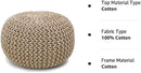 REDEARTH Round Pouf Ottoman - Hand Knitted Cable Boho Poof Home Décor Pouffe Circular Footrest for Living Room - Nursery - Bedroom - Lounge 100% Cotton (18”x18”x14”) - Beige Ivory by CozyNest Decor