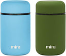MIRA 2 Pack Insulated Food Jar Thermos for Hot Food & Soup, Compact Stainless Steel Vacuum Lunch Container, 13.5 oz, Pearl Blue, Olive Green by TinyTreasures Baby Boutique