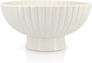 White Ceramic Fluted Decorative Bowl - 8 inch Fruit Footed Bowl for Kitchen Counter, Modern Key Pedestal Ruffle Bowl for Entryway Table & Home Organization-Fits Bread, Fruits, Salad or Popcorn by CozyNest Decor