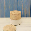 REDEARTH · Cylindrical Pouf Foot Stool Ottoman - Jute Braided Accent Sitting Footrest for The Living Room, Bedroom, Nursery, Patio, Lounge & Other Rooms in The Home (14.5”x14.5”x16”; Natural Ivory) by CozyNest Decor