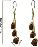 2pc Rustic Charm Bell - Handmade Hemp Rope Wind Chimes Hanging Decoration, Distressed Finish Cow Bell with Jute Hanging Rope, Perfect for Front Door, Outdoor, Window, and Home Decor, by CozyNest Decor