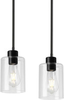 Black Pendant Lights Kitchen Island,Modern Farmhouse Glass Pendant Light,Light Fixture Kitchen Pendant Mini Hanging Light Fixture for Sink (Black 2 Pack Stem Rod) by CozyNest Decor