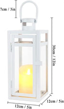 TRIROCKS Stainless Steel Decorative Lantern 12'' High Metal Candle Holder with Clear Glass Panels Perfect for Home Decor Living Room Parties Events Tabletop Indoor Outdoor (White) by CozyNest Decor
